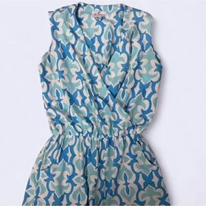 Jude Connally Aqua and White Patterned Dress